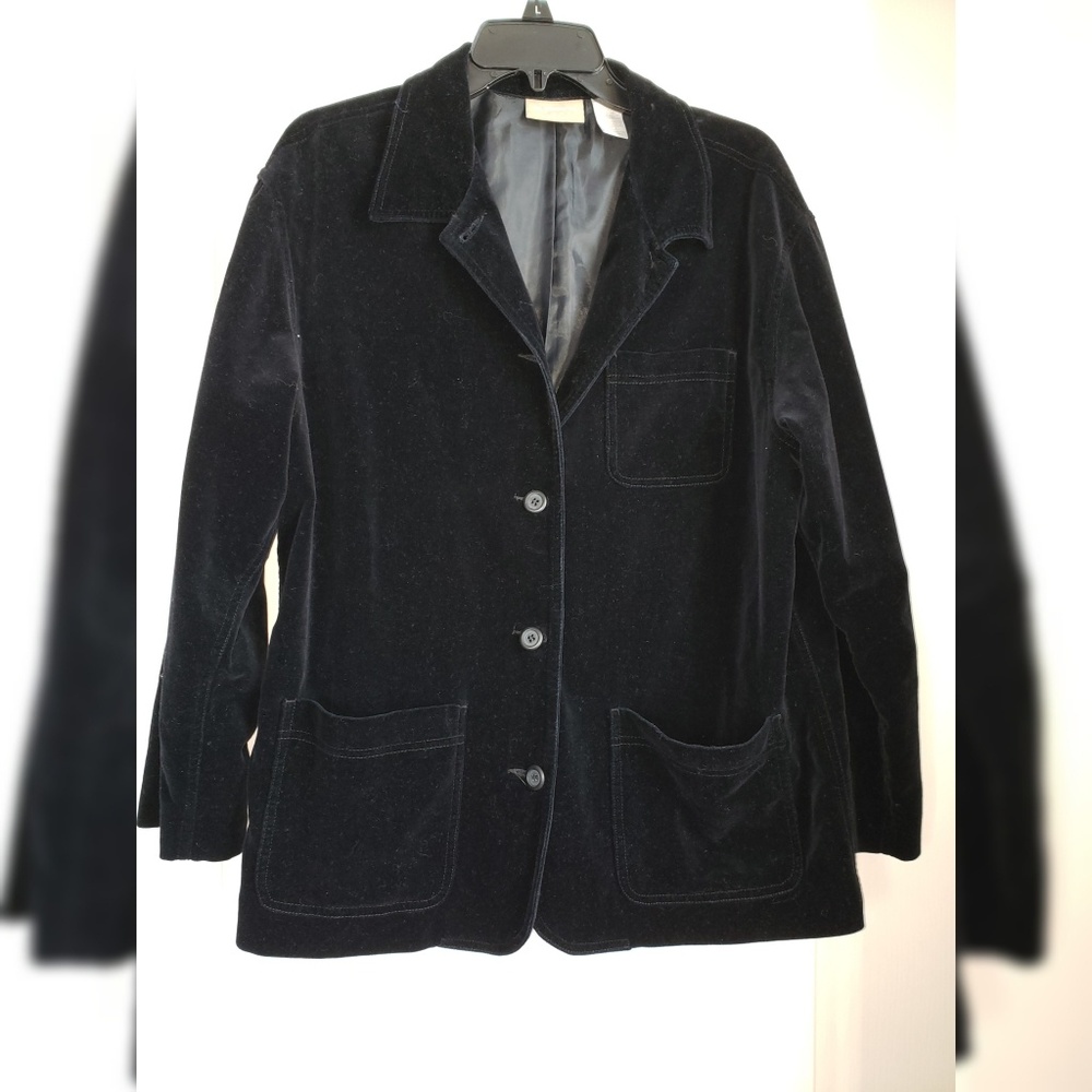 Black Velvet Blazer-Petite L